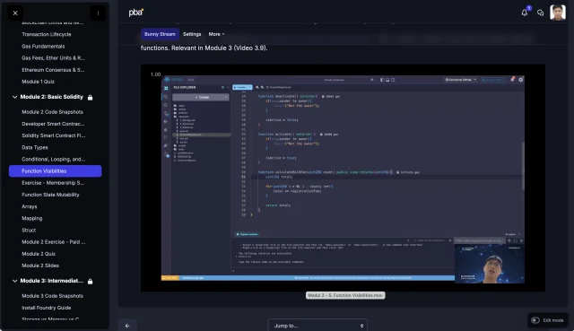 Tampilan materi Solidity di LMS PBA Labs